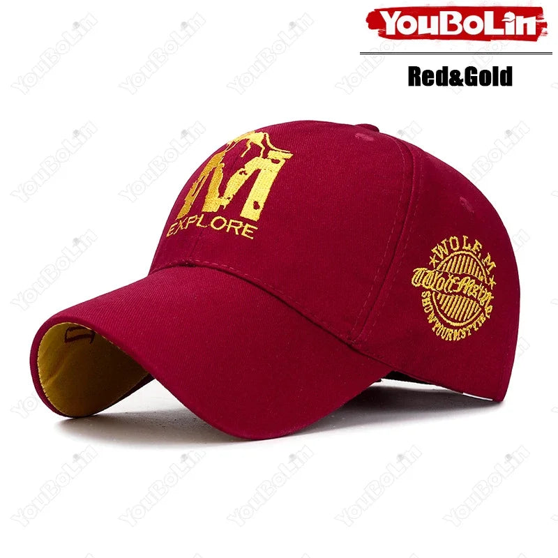 M letter Wolf Totem Embroidery Cotton Adjustable Hard Top Baseball Cap Sun Hat Trucker Caps Dad Hats