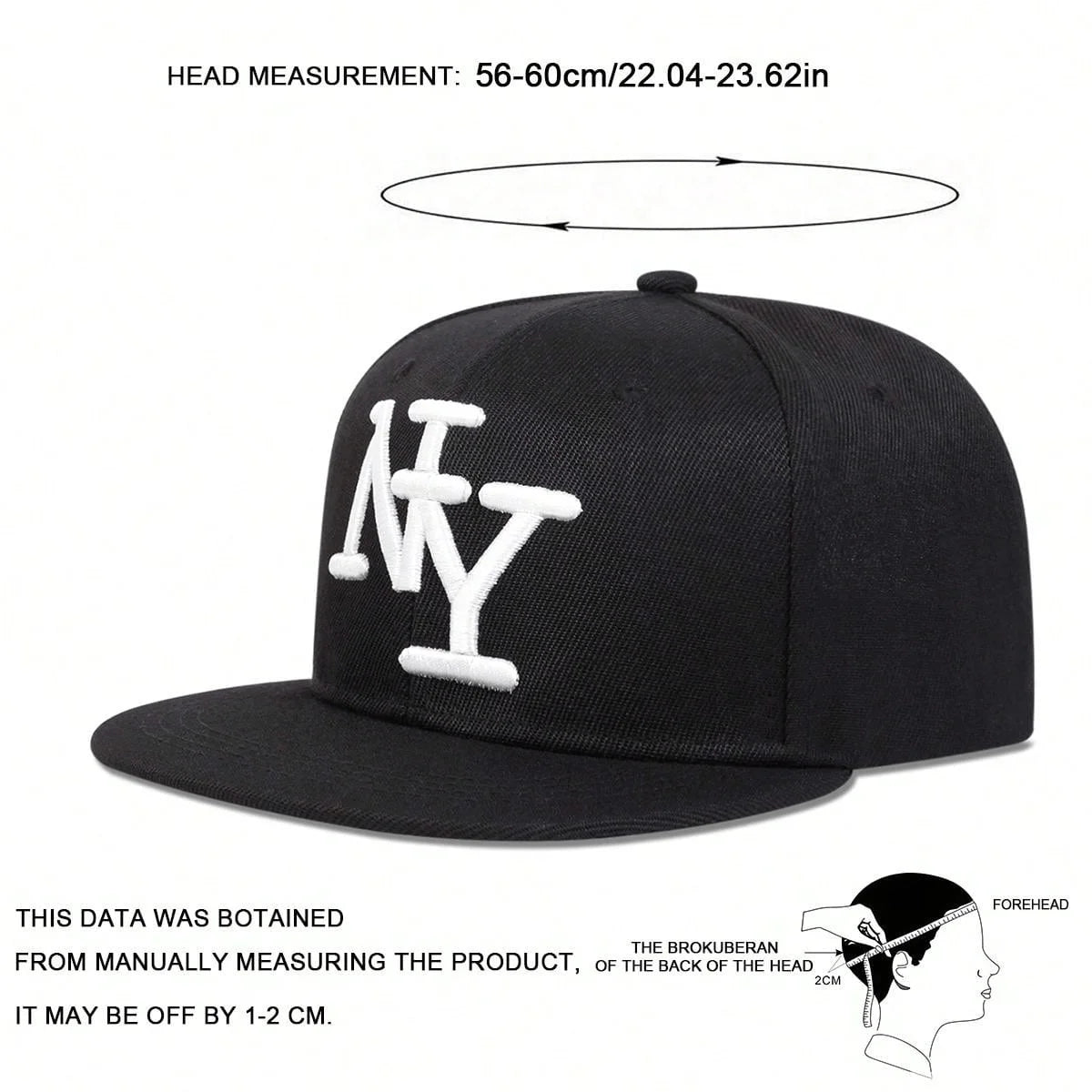 1PC Adjustable Snapback Caps For Men And Women, NY Embroidered Flat Hip Hop Sun Protection Casual Headwear For Travel Holidays