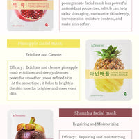 5pcs Kormesic Fruit-Infused Hydrating Face Mask Moisturizing Nourishing Hydrating Facial Skin Care Products