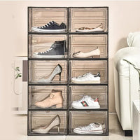 Transparent shoe box, hard box, magnetic storage, acrylic doll bag, hand-held storage box rack, front side opening shoe cabinet
