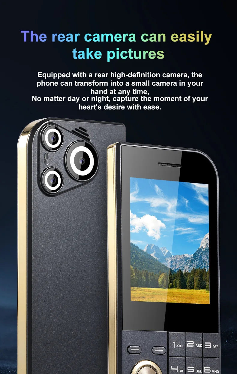 2025 New Push Button Mobile Phone 2.8' Three SIM 3SIM Bluetooth Flashlight MP3 Wireless FM Camera Vibration BigHorn CellPhone