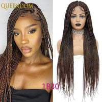 36'' Blonde Synthetic Long Cornrows Box Braided Full Lace Front Wig for Black Women Straight Lace Front Braiding Hair Wig