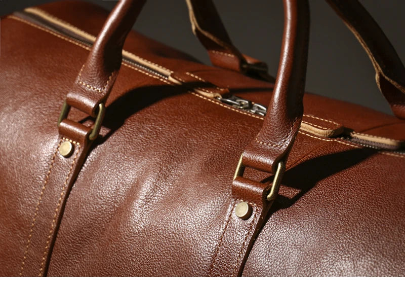 LUOKIR High Quality Men's Travel Bag Genuine Leather Luxury Luggage Bag Women's Weekend Duffle Bag Vintage Business Handbag