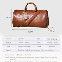 LUOKIR High Quality Men's Travel Bag Genuine Leather Luxury Luggage Bag Women's Weekend Duffle Bag Vintage Business Handbag