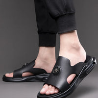 Luxury Men's Genuine Leather Sandals Classic Roman Men Shoes Slippers Soft Comfortable Men Non-slip Walking Slippers Footwea