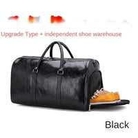 2024 Leather Travel Bag Large Duffle Independent Big Fitness Bags Handbag Bag Luggage Shoulder Bag Black Men Fashion Zipper Pu