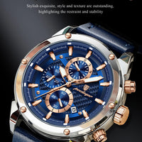 POEDAGAR Luxury Sports Man Wristwatch Military Quartz Men Watch Waterproof Luminous Chronograph Date Leather Men's Watches Reloj