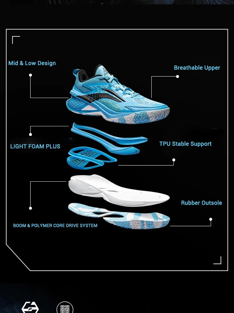 Li-Ning Men's POWER XI Professional Basketball Shoes BOOM Cushion LIGHT FOAM PLUS LiNing Competition Sneakers ABAU055