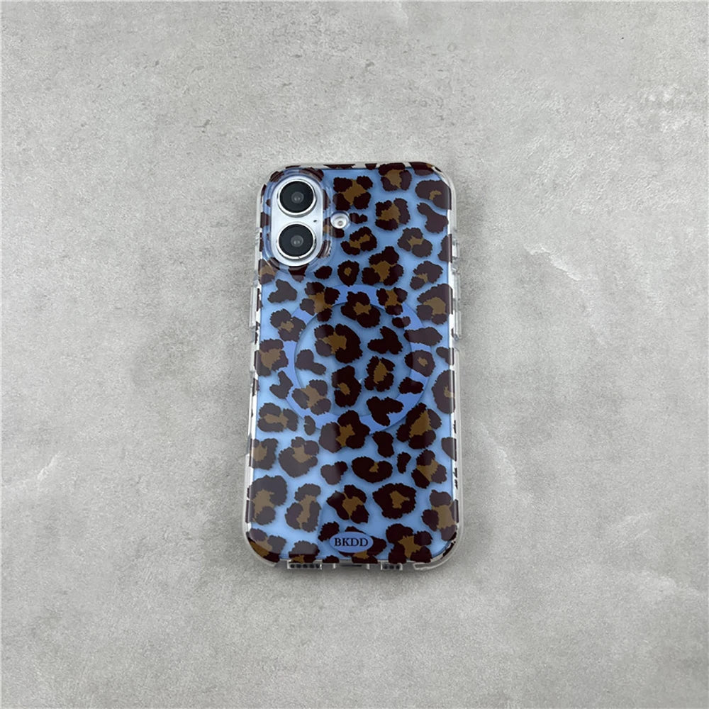 3D Luxury Leopard For Magsafe Grip Tok Phone Case for IPhone 17 16 15 13 Pro Max Wireless Charge Magnetic Stand Holder Cover
