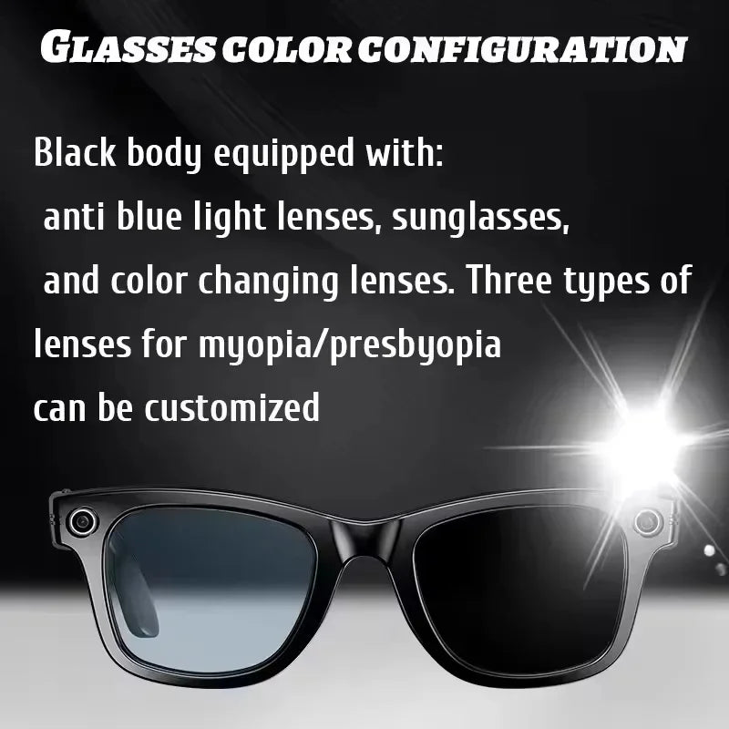 2025  Smart  Sunglasses ai smart glasses with Camera Video 8MP Translation  Bluetooth Call Music Play Men Women  Recording 100+