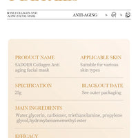30pcs SADOER Collagen Anti-aging Face Mask Moisturizing Anti-Wrinkle Brightening skincare Sheet Facial Masks Skin Care