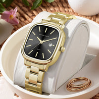 Japanese Movement Square Fashion Stainless Steel Strap Original Business Style Silver Black Waterproof 3Bar Quartz Watch for Men