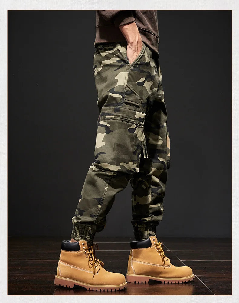 2025 NewMen's Fleece-Lined American Camouflage Casual Multi-Pocket Loose Zipper Jogger Pants Autumn Youth Trendy Workwear