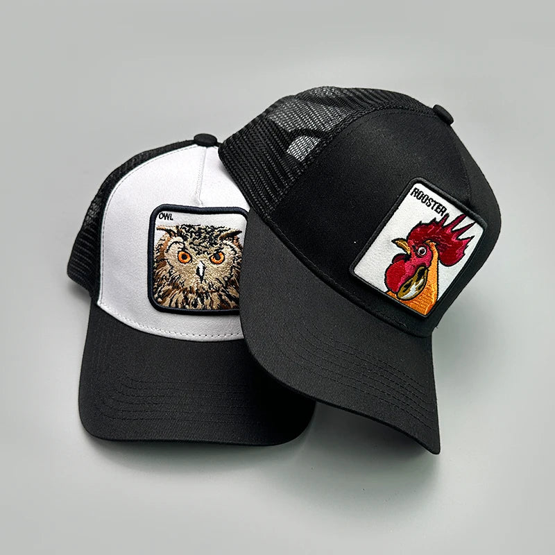 Animal Embroidery Color Block Cartoon Baseball Hats New Men Women Mesh Sunshade Casual Breathable Fashion Versatile Trucker Caps