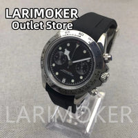 LARIMOKER 39mm Chronograph VK64 Quartz Watch For Men Sapphire Glass Luminous Hand Blue Black White Pink Rubber Bracelet Watch