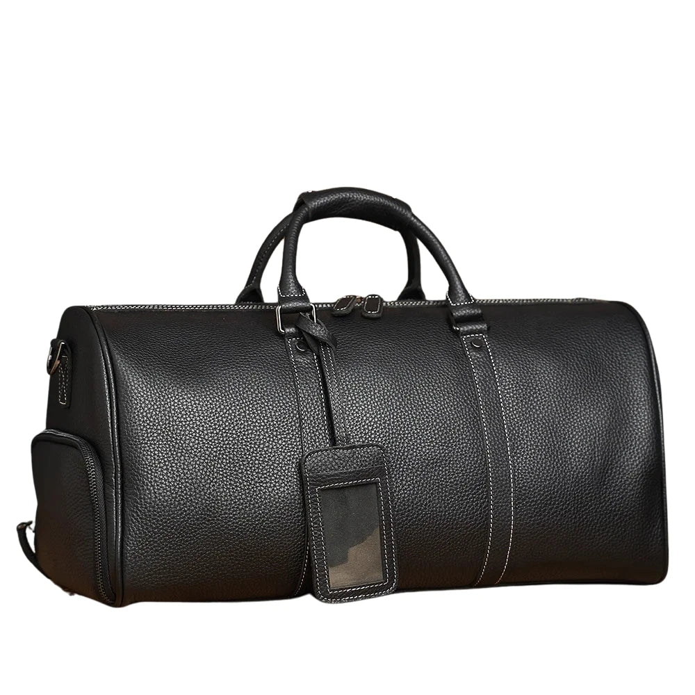 PHILI BULL Leather Men's Bags Vintage Travel  Duffle Bag Weekend Bag  Handbags  Messenger Bags Luggage Bag With Shoe Compartment
