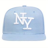 1PC Adjustable Snapback Caps For Men And Women, NY Embroidered Flat Hip Hop Sun Protection Casual Headwear For Travel Holidays