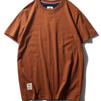 2025 Summer New American Retro Short Sleeve O-neck Solid Color T-shirt Men's Fashion 100% Cotton Washed Casual Terry Cloth Tops