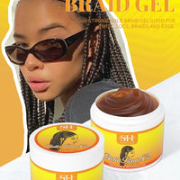 African Biotin Braid gel 100g Edges Control Twist Gel Tames Frizz & Edges Jojoba Oil Styling Braiding Gel Anti Hair Loss Wax，Loc