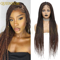 36'' Blonde Synthetic Long Cornrows Box Braided Full Lace Front Wig for Black Women Straight Lace Front Braiding Hair Wig
