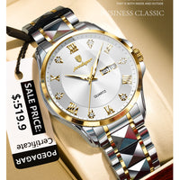 POEDAGAR Luxury Casual Man Watch Waterproof Luminous Date Week Quartz Men's Watches Stainless Steel Fashion Sport Men Wristwatch