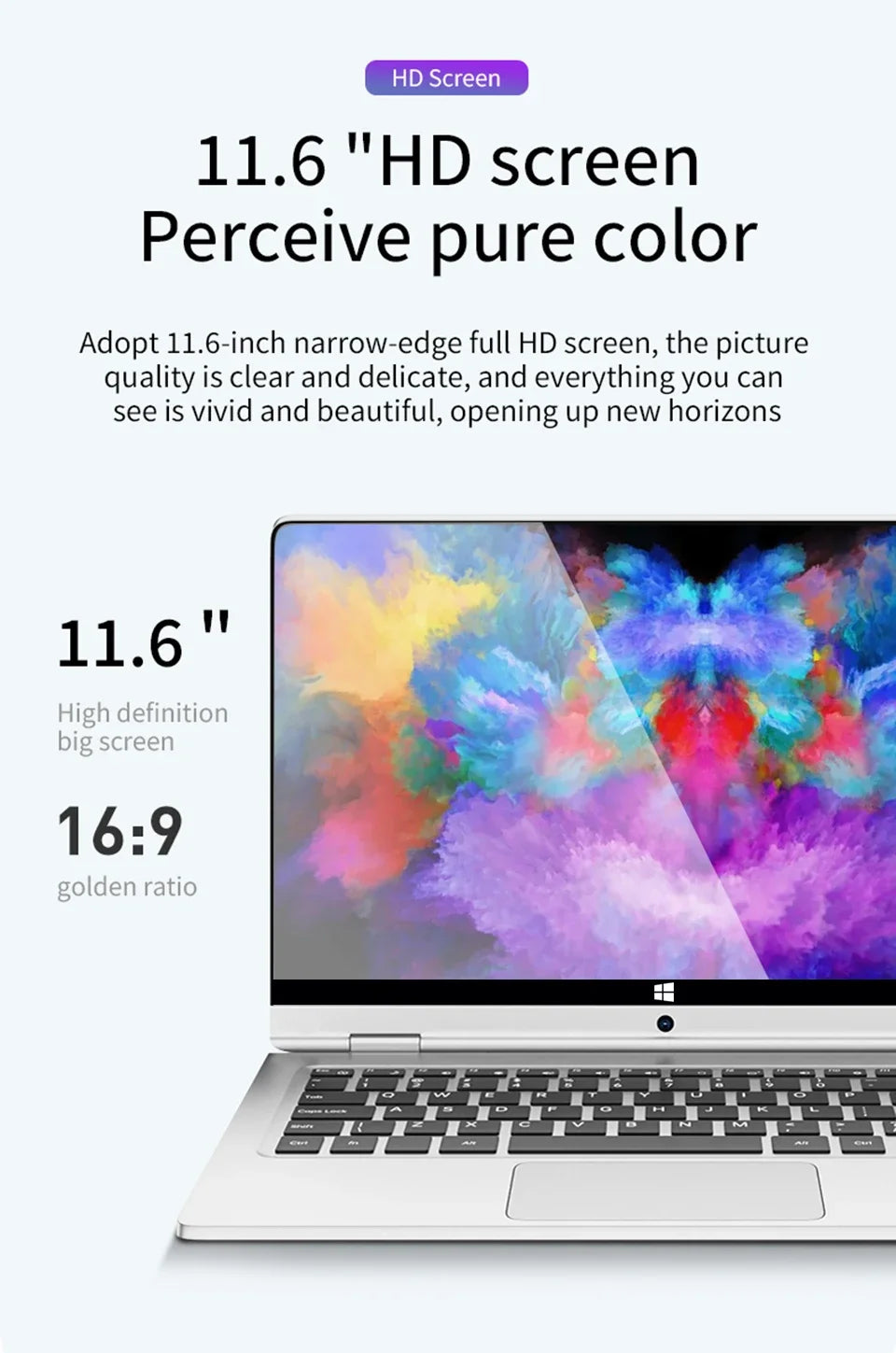 2 in 1 mini Laptop Computer Portable Touch Screen 11.6" Intel N4020 8GB 512GB Windows 11 Pro Office Learning Tablet PC Notebook