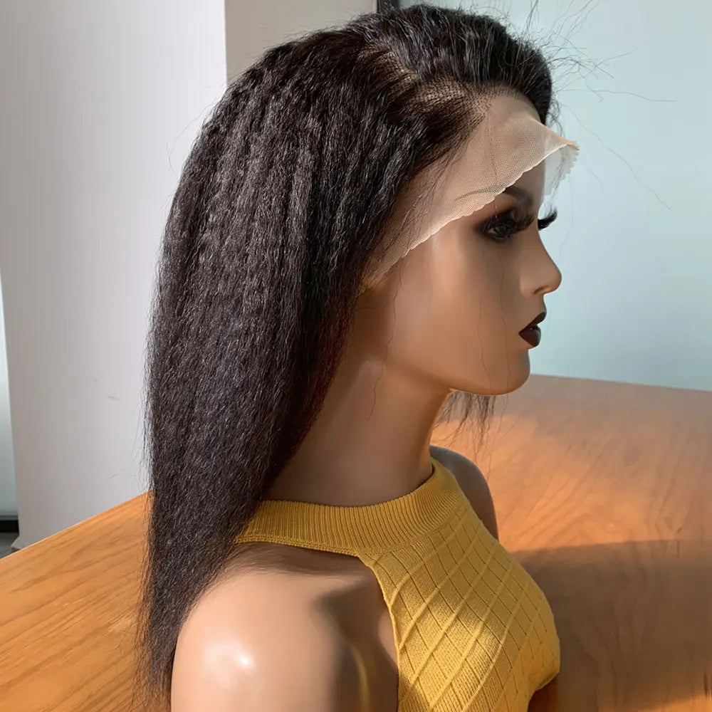 13x4 Transparent Lace Front Brazilian Human Hair Wig Sale Kinky Straight 180% Lace Frontal Yaki Human Hair Wigs Short Lace Wig
