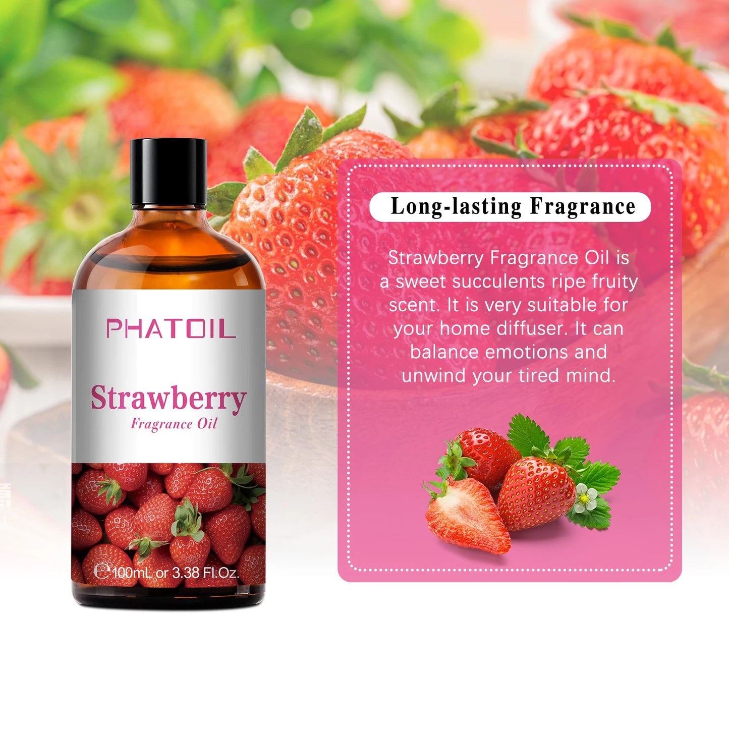 PHATOIL 100ml Aromatherapy Fragrance Oil Coconut & Vanilla Strawberry Cherry Lemon 1/2/3pcs Aroma Oil For Diffuser Candle Making