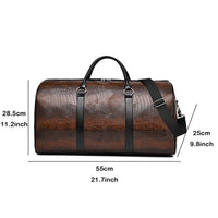 Large Capacity Travel Duffle Bag for Men PU Leather Crocodile Pattern Waterproof Sports daily casual Tote Bag women