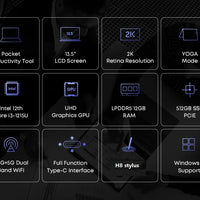 CHUWI FreeBook Laptop i3-1215U / N150 Processor 13.5" IPS Screen 2 In 1 Laptop Tablet PC 12GB RAM 512GB SSD Support Stylus