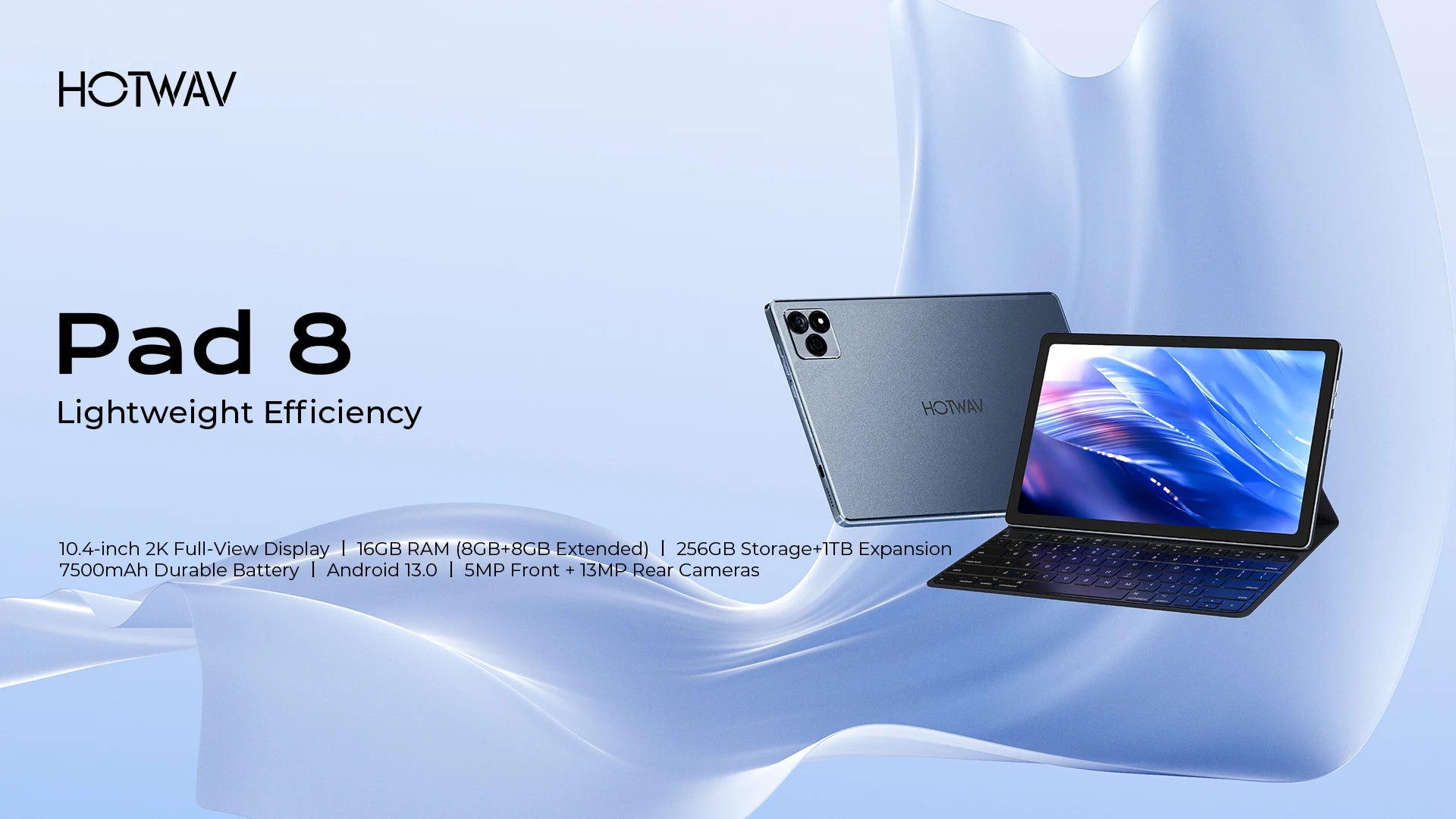 [Clearance Sale] HOTWAV Pad 8 Tablet 10.4'' 2K Large Display 7.7mm Pad 8GB 256GB 7500mAh Massive Battery Android 13 Tablet PC