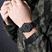 YIKAZE Fashion Men's Watches Luxury Military Men Quartz Watch Canvas Strap Luminous Hands Clock Sports Wristwatch for Man Male
