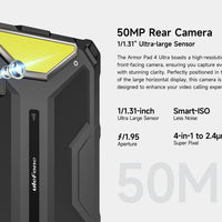 5G Rugged Tablet Ulefone Armor Pad 4 Ultra IP68/IP69K LED Light 11800mAh Battery,fast charging 16GB+256GB 50MP