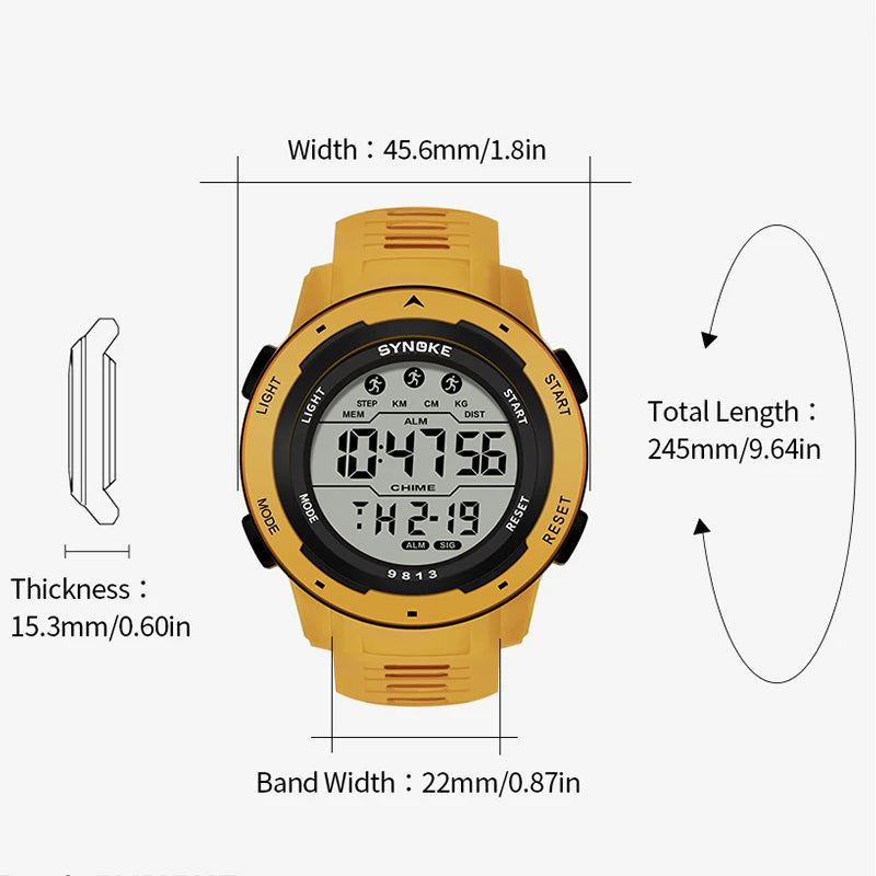 Upgrade Movement Digital Watches For Men Waterproof 50M SYNOKE 9813 Sports Watch Men Big screen Easy to Read reloj hombre