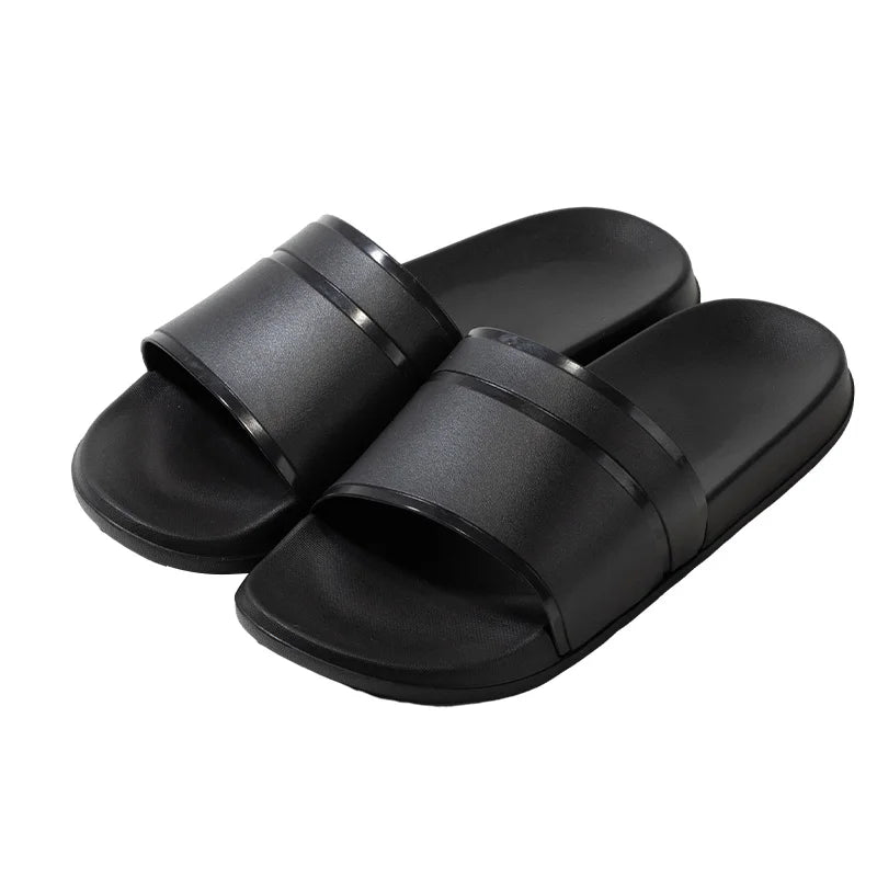 2024 New Summer Men's Solid Home Slides Casual Non Slip Open Toe Slides For Indoor Walking And Bathroom Shower