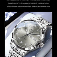 OLEVS Men Watches 7077 Luxury Fashion Top Brand Original Automatic Mechanical Watch for Man Double Scale Simple Trend Waterproof