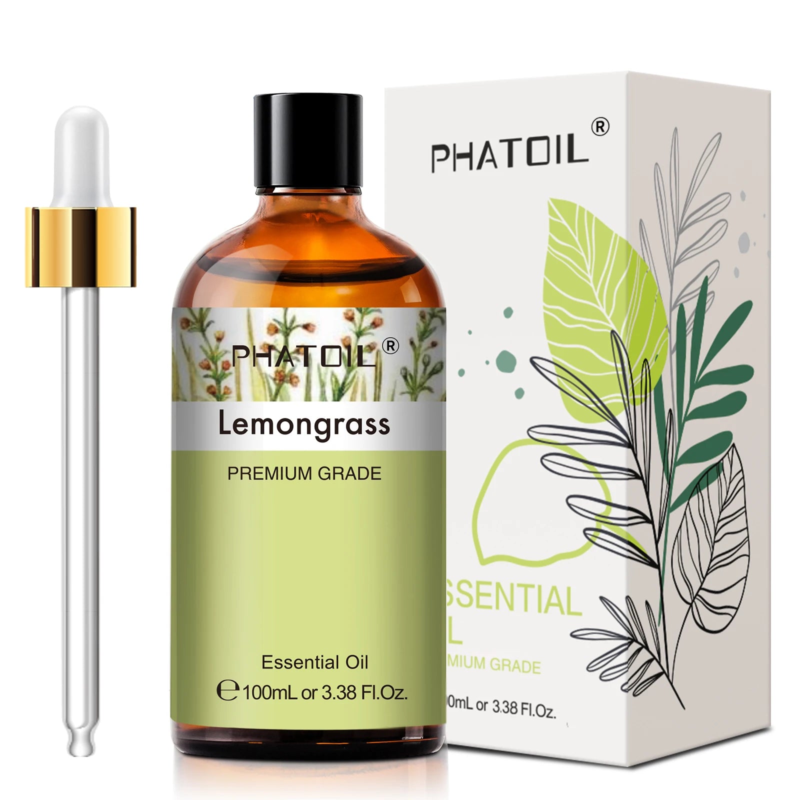 PHATOIL 100ml Natural Essential Oil For Skin Aromatherapy Lemongrass Eucalyptus Lavender  Peppermint Fragrance Essential Oils