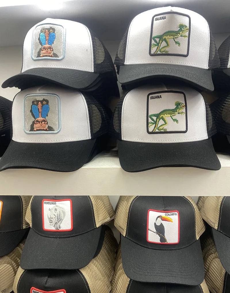 2025 New Design Animal Baseball Cap Good Quality Embroidery Fish Bird Turtle Visor Hats Sun Protection Mesh Hats