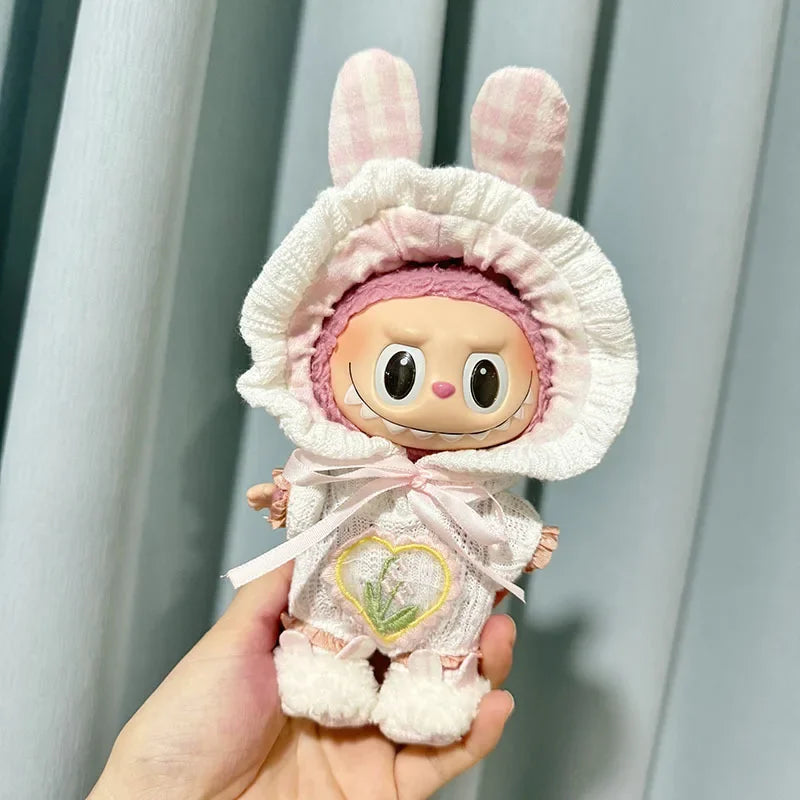 15cm/17cm Labubu I II Dolls Clothes Cute Eye Mask Pajamas Three Piece Set Accessories Clothing Plush Doll'S Clothes