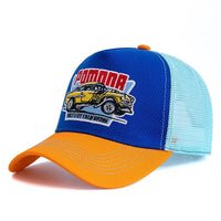 Hot Sale Unisex Summer Fishing Cap Breathable Mesh Trucker Hat Men Women Big Truck Embroidered Pattern Snapback Outdoor Hat