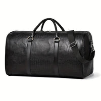 Large Capacity Retro Crocodile-Textured Travel Duffel Bag - Durable Vacation Luggage, Versatile Gift for Men & Women