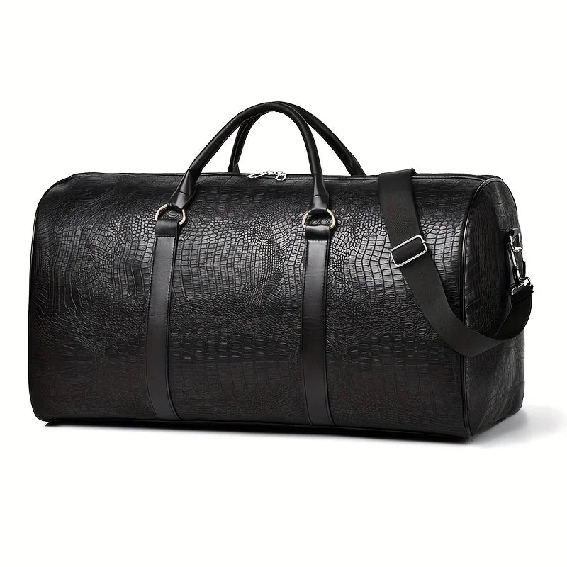 Large Capacity Retro Crocodile-Textured Travel Duffel Bag - Durable Vacation Luggage, Versatile Gift for Men & Women