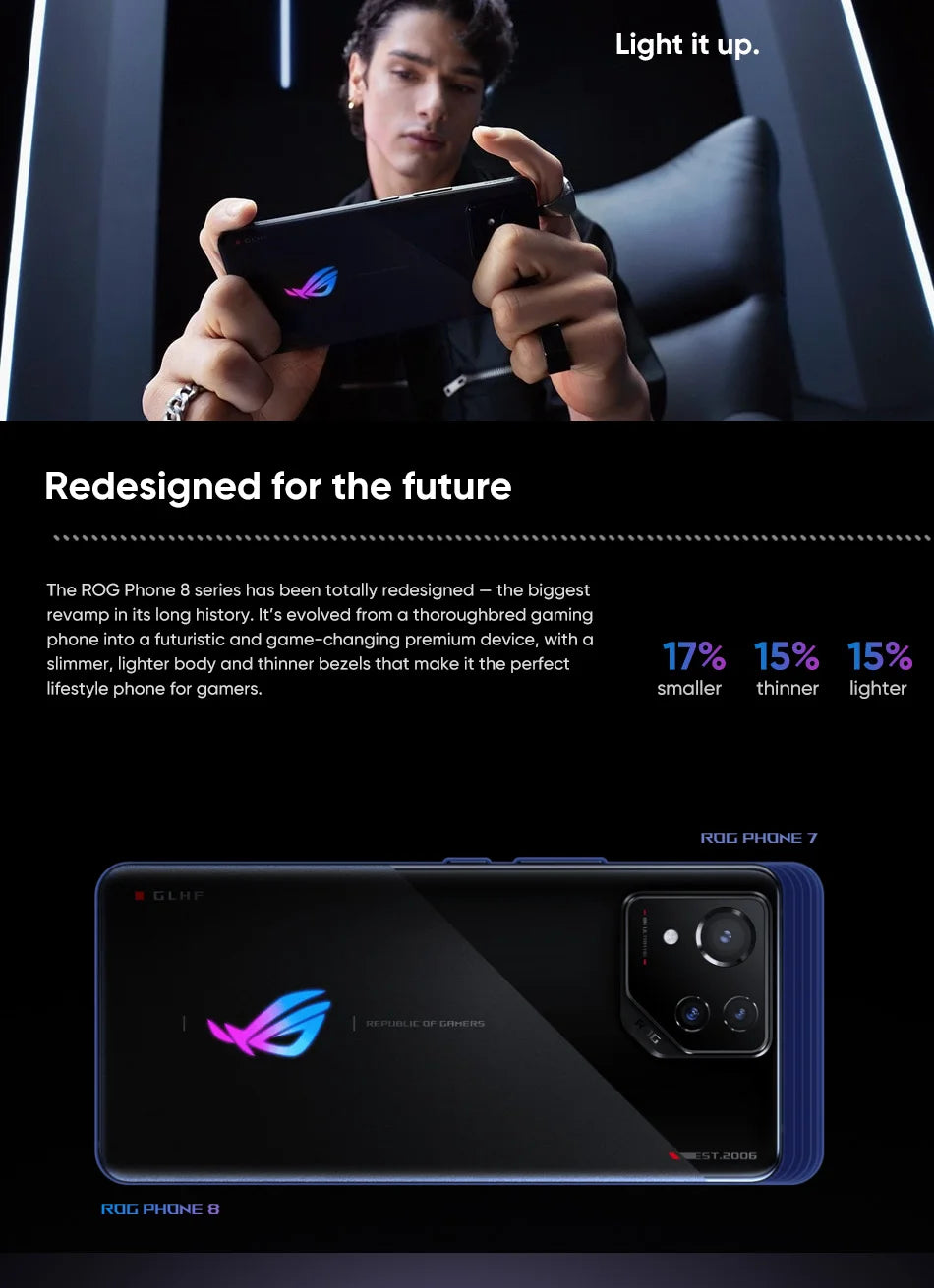 ROG Phone 8 5G Gaming Smartphone Snapdragon 8 Gen 3 AMOLED 165Hz ASUS Android Mobile for Gamers