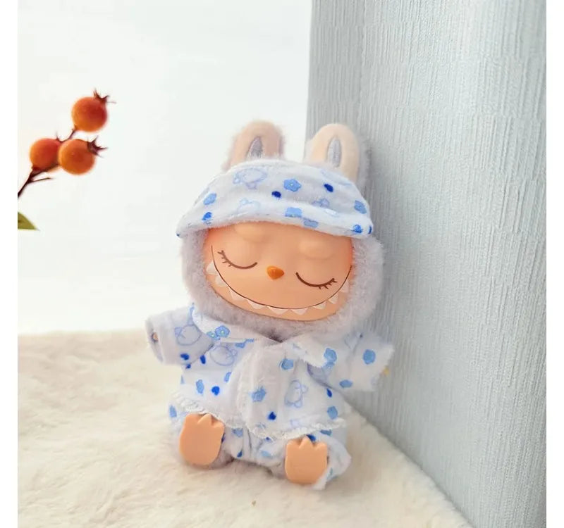15cm/17cm Labubu I II Dolls Clothes Cute Eye Mask Pajamas Three Piece Set Accessories Clothing Plush Doll'S Clothes