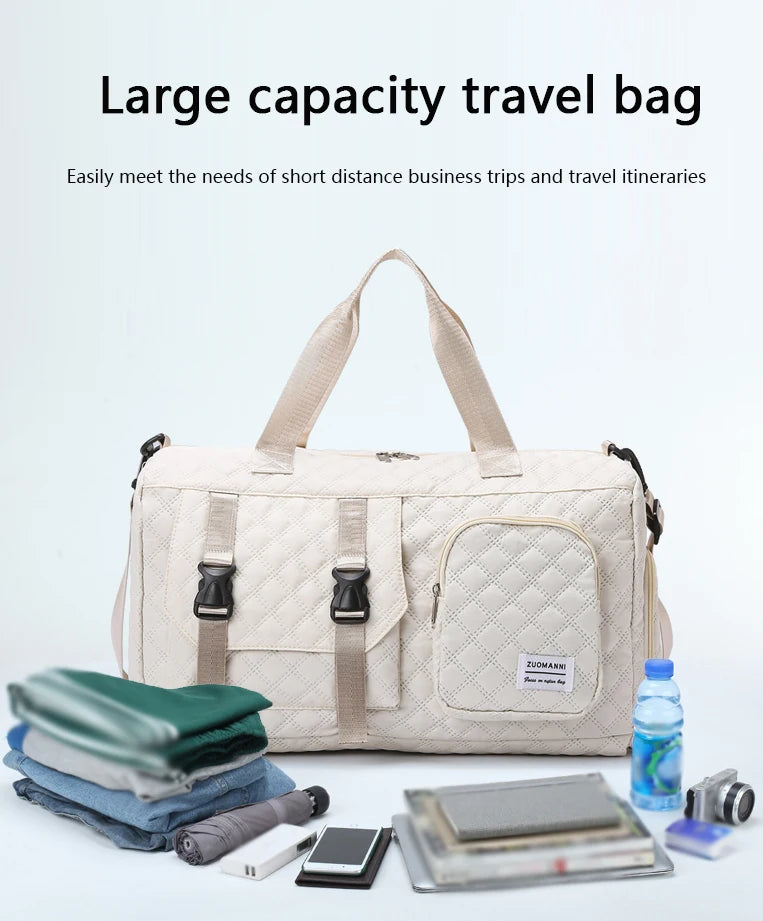 Durable Nylon Travel Duffle Bag, Portable Sports Gym Bag for Overnight Trips Shoulder Duffel Training Bag, Spacious Argyle