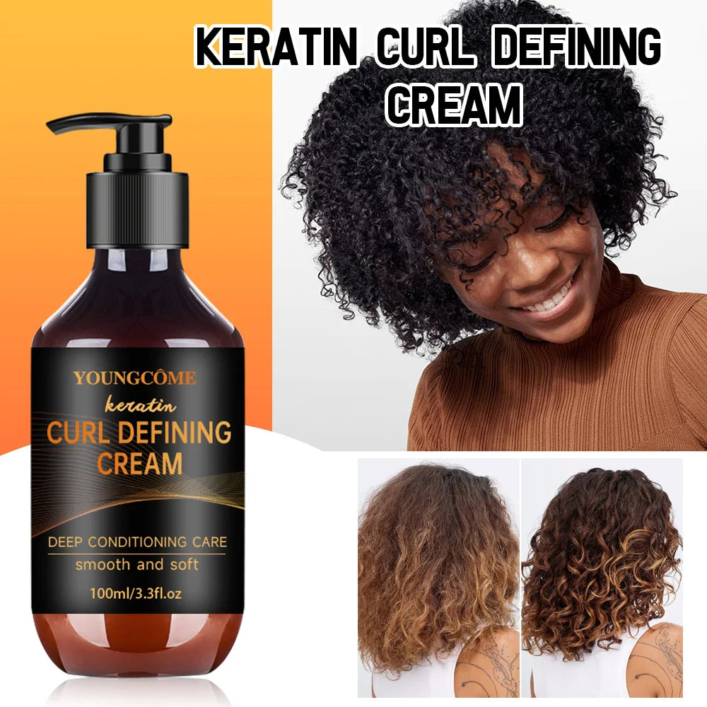 Keratin Curl Defining Cream 5 Seconds Repair Hair Soft Smooth Shiny Deep Moisturize Conditioner for Dry Damaged Hair All Hair