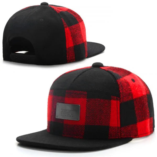 FEI M Fashion PLATED CAP Plaid Adjustable Snapback Cap Outdoor Adult Casual Sports Trucker Hat