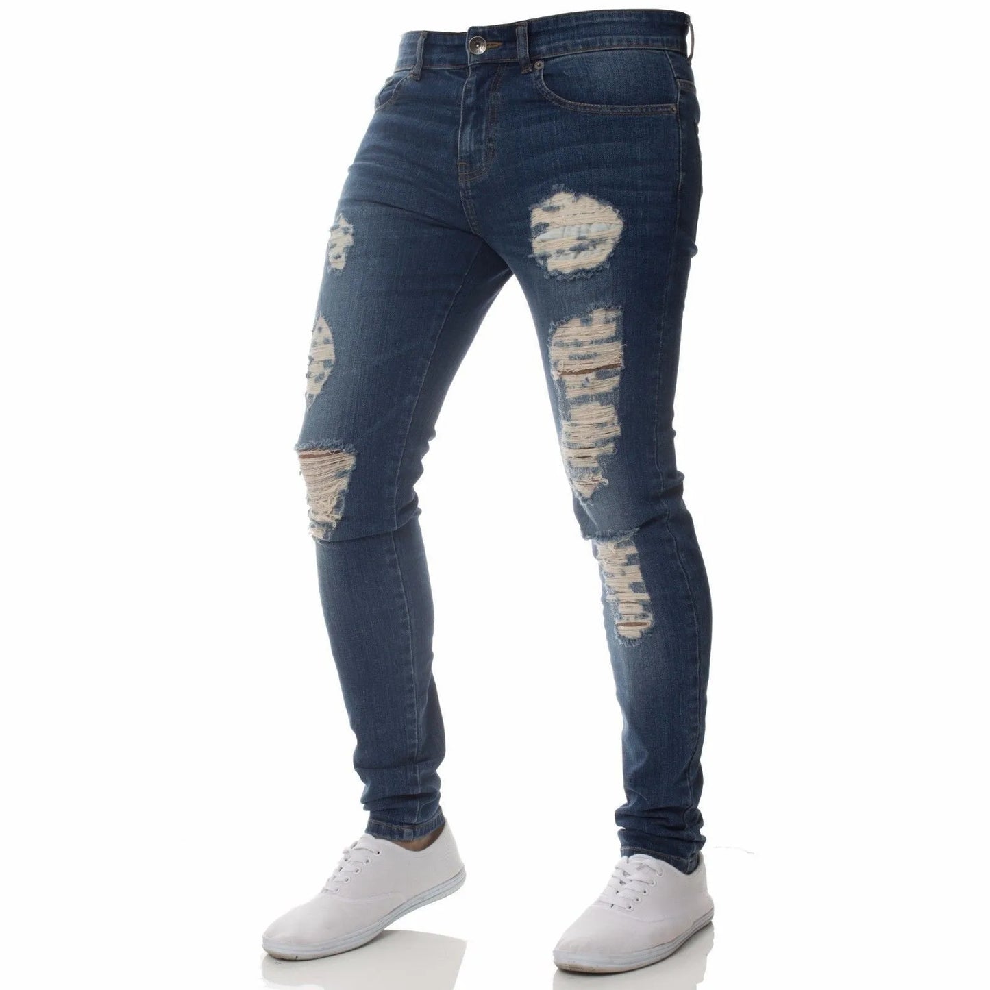 2024 Men Jeans Solid Pockets Stretch Denim Straight Pants Spring Summer Business Casual Trousers Daily Streetwear Men's Clothing