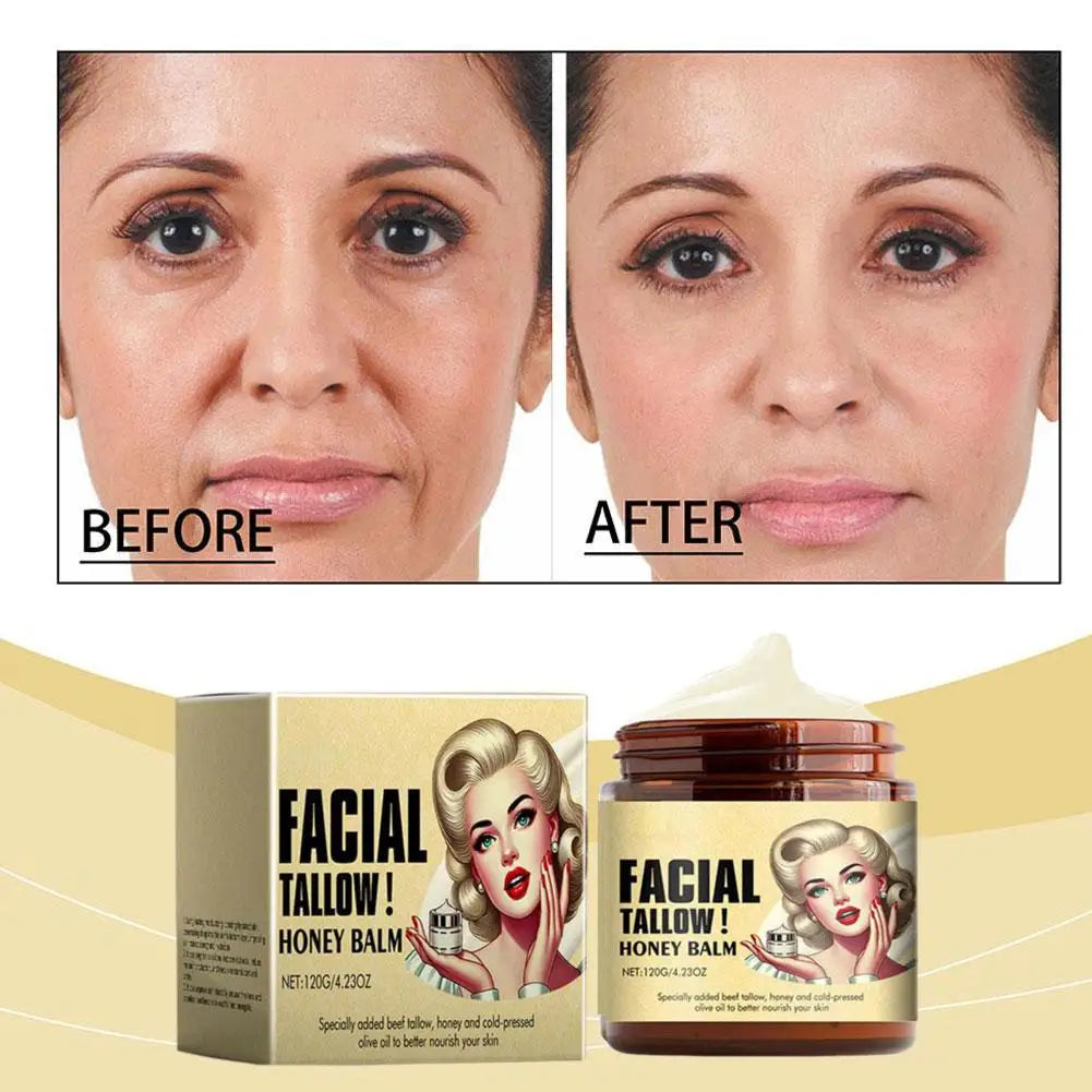 1Pcs Whipped Beef Tallow Honey Balm Moisturizer Face Body Skin Care Grass Fed Grass Finished Skincare