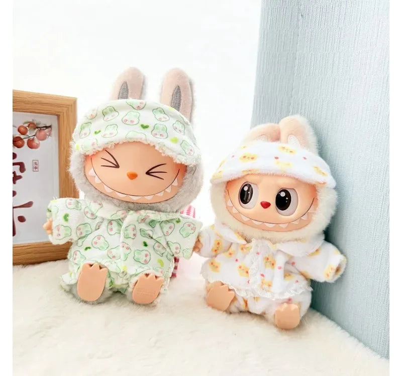 15cm/17cm Labubu I II Dolls Clothes Cute Eye Mask Pajamas Three Piece Set Accessories Clothing Plush Doll'S Clothes